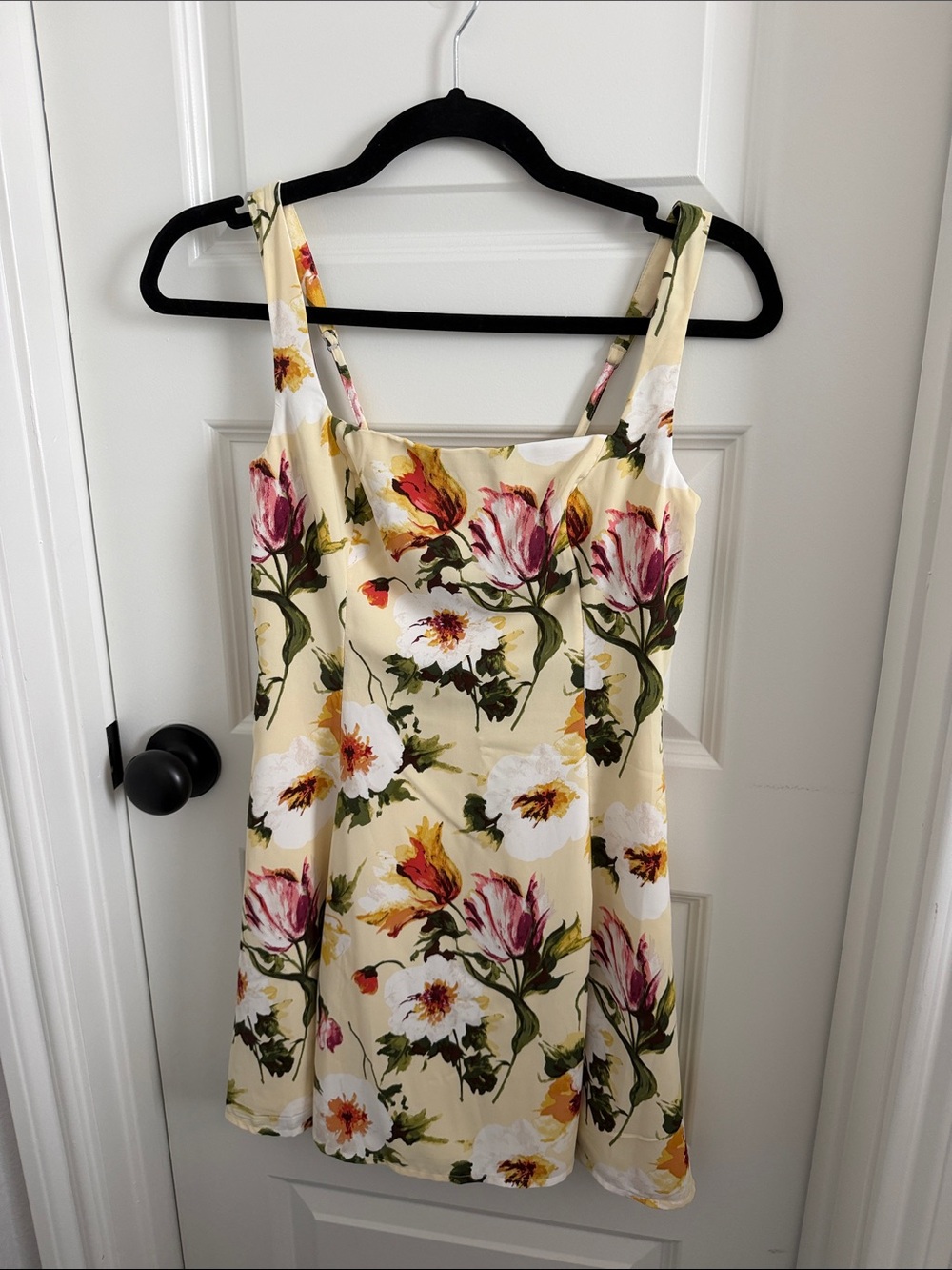Abercrombie & Fitch Yellow Floral Mini Dress with Pink and Green Accents